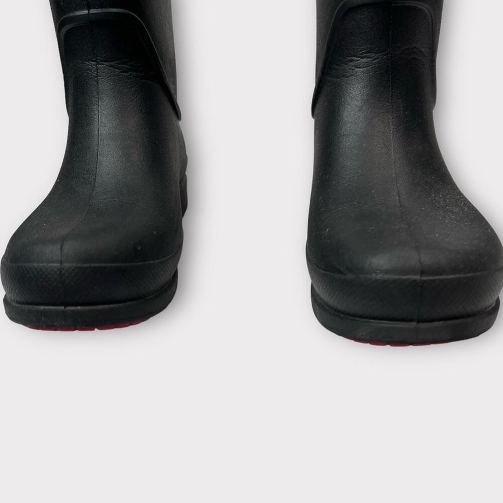 Crocs Bridle Wellie Rain Boots Womens Size 5 Black Cranberry Plaid Relaxed Fit - Picture 6 of 10